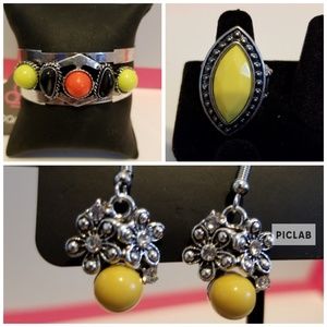 Bracelet, Earrings and Ring Set